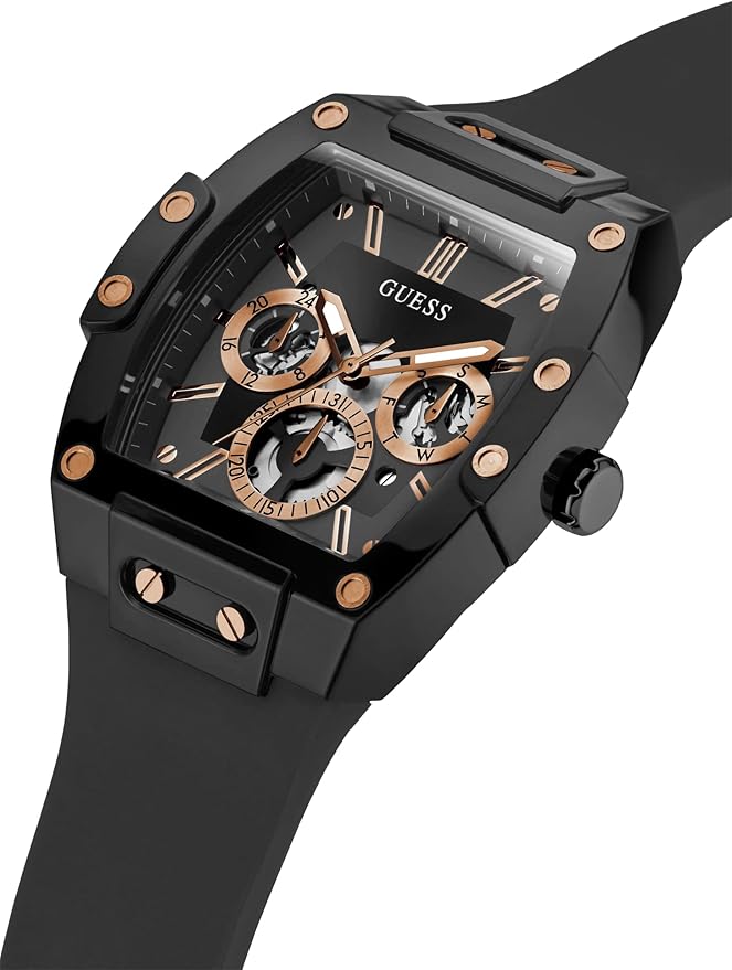Reloj Guees Tonneau Diamond Negro Dorado
