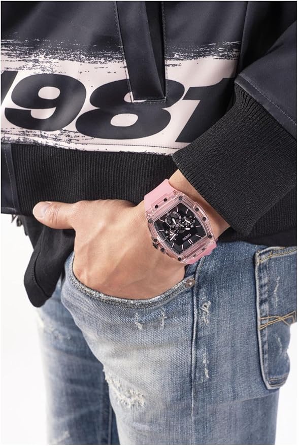Reloj Guees Tonneau Diamond Rosa Glass