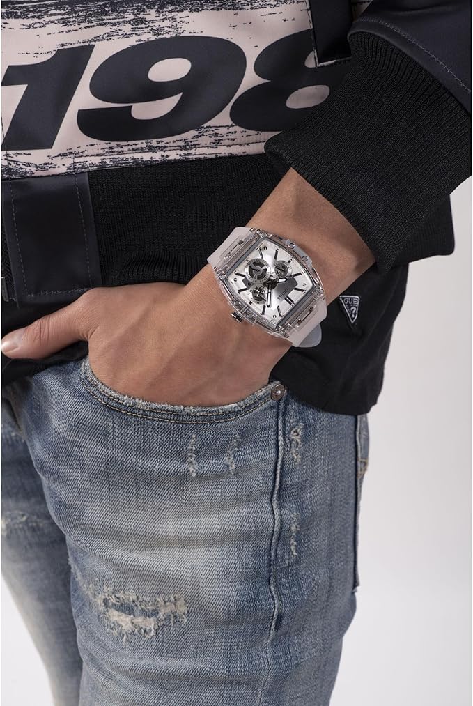 Reloj Guess Tonneau Diamond Transparente
