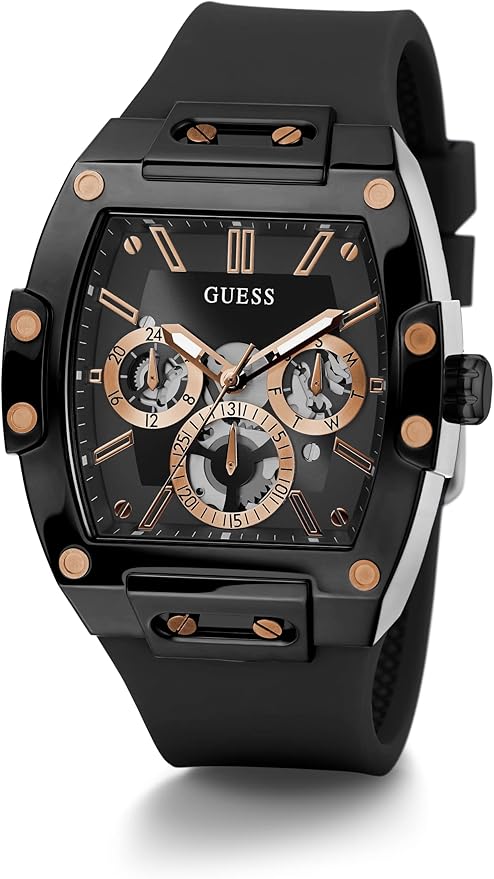 Reloj Guees Tonneau Diamond Negro Dorado